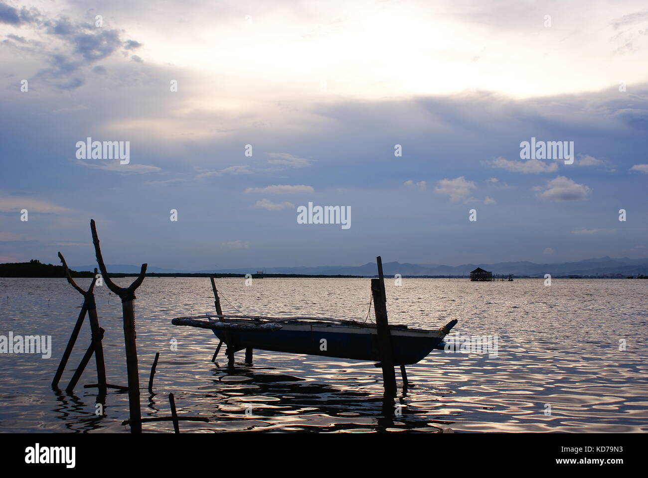 Ein einteilides Fischerboot Stockfoto