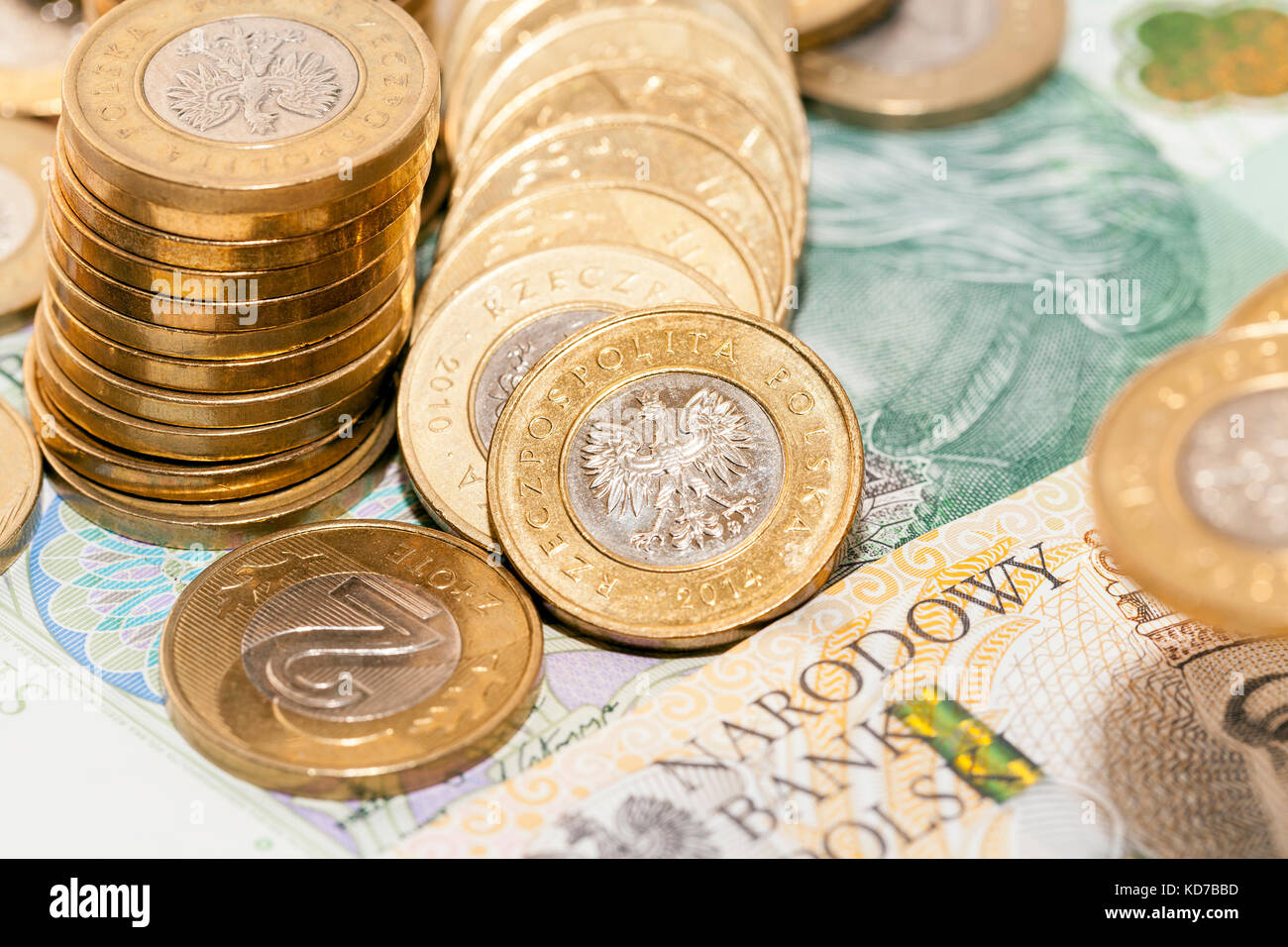 Polnische Banknoten, close-up Stockfoto