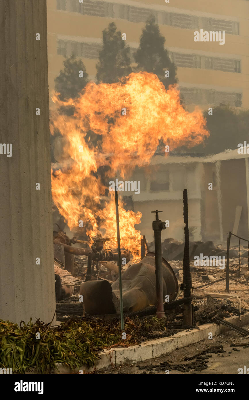 Sonoma County, Kalifornien, USA. 09 Okt, 2017. wildfire Brennen auf mehrere Grafschaften in Nord Kalifornien. massive Zerstörung. Sonoma County, Kalifornien, USA, Montag, 9. Oktober, 2017. devistation in Grafschaft. Credit: kathryn capaldo/alamy leben Nachrichten Stockfoto