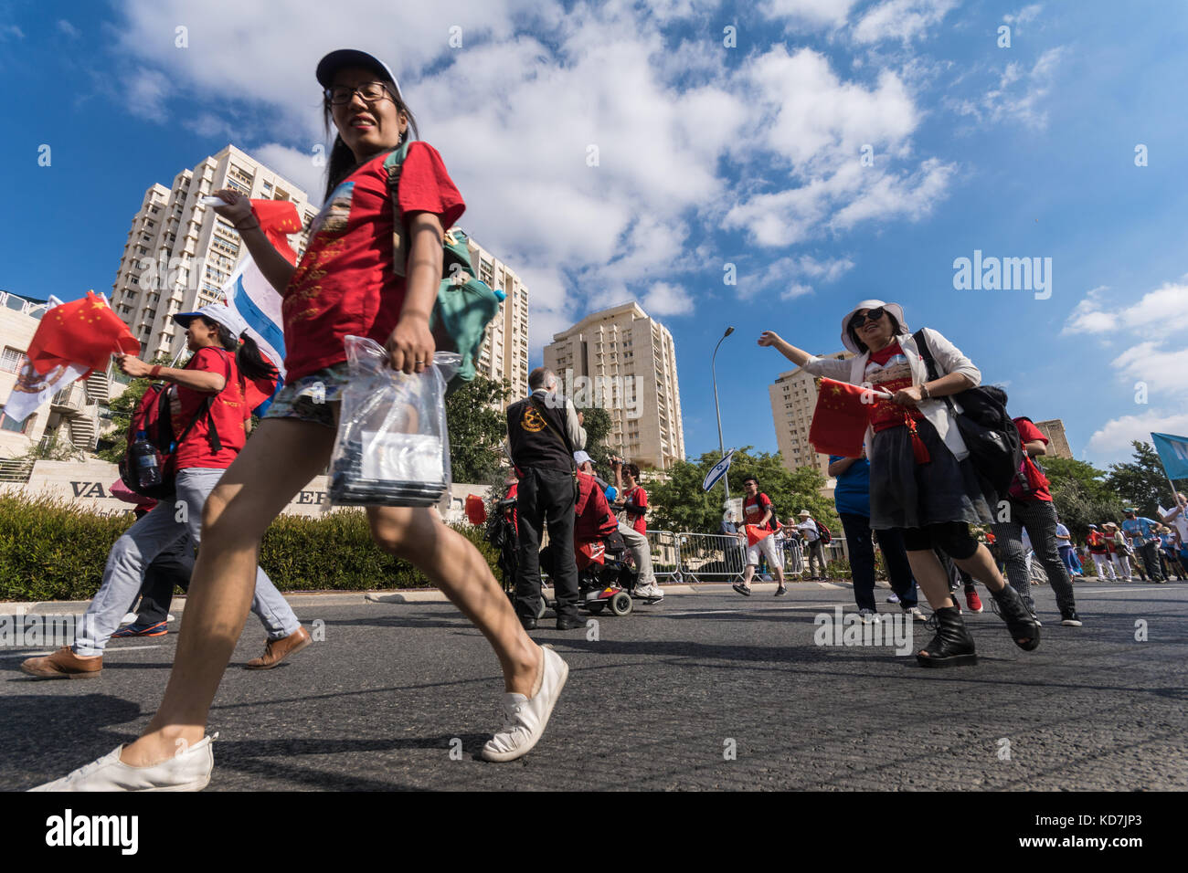 Jerusalem, Israel. 10 Okt, 2017. Die Jerusalem März, eine jährliche Veranstaltung in der jüdische Feiertag von Sukkot, als Unterstützer Israels - vor allem Christen - aus der ganzen Welt kommen in Jerusalem für Israel und das jüdische Volk bis März. Credit: Yagil Henkin/Alamy leben Nachrichten Stockfoto