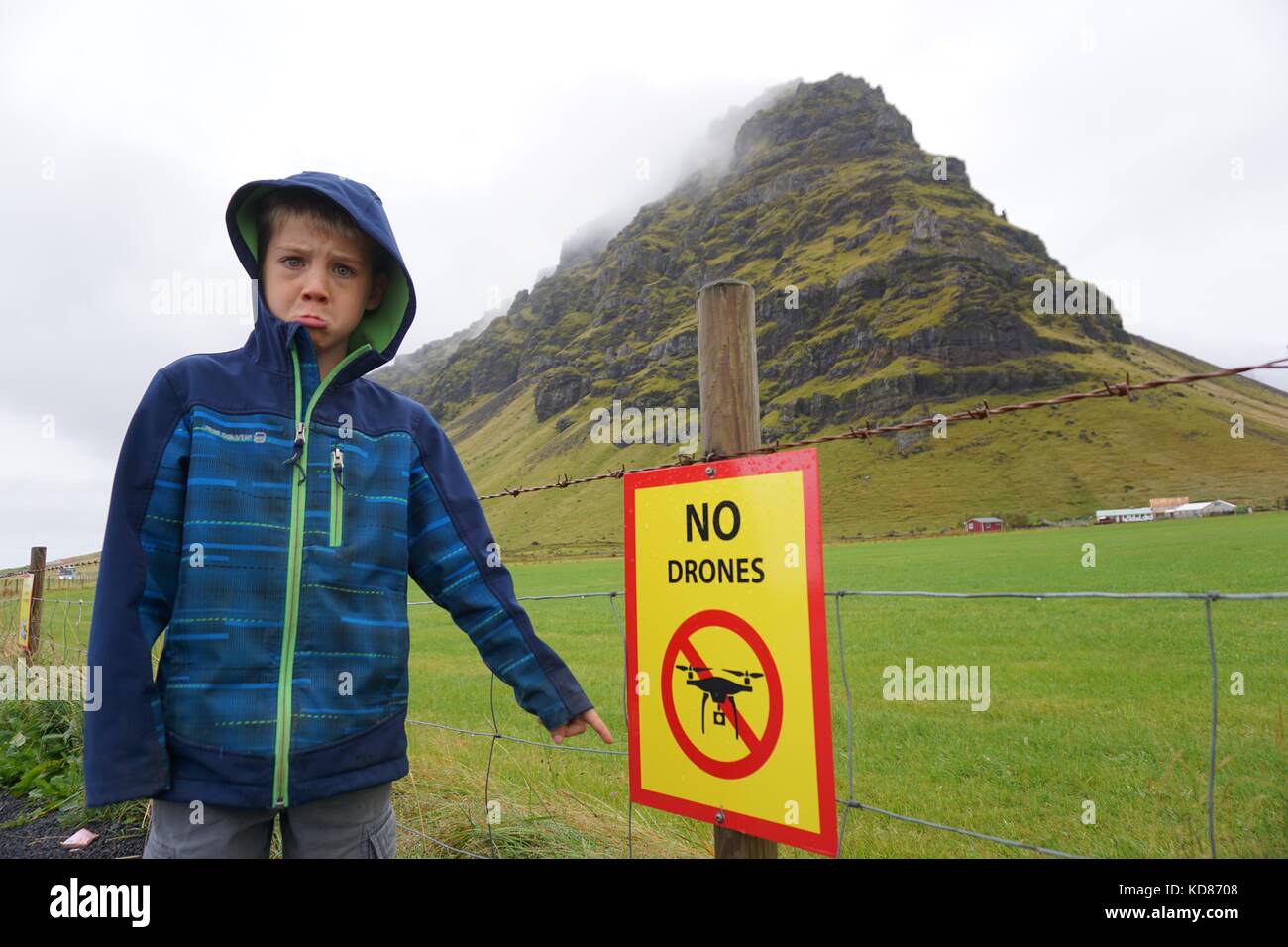 Kein drone Zeichen in Island Stockfoto