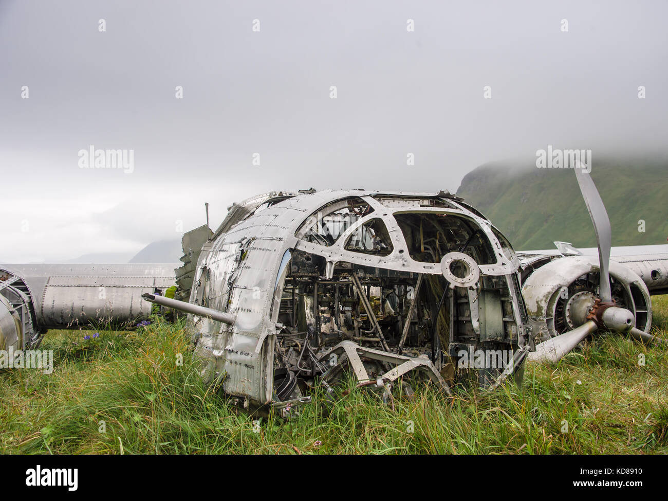 Eins von nur zwei bekannten verbleibenden b-24 Wracks auf Atka Island, Aleuten, Alaska. Es war Crash am 9 Dez 1942 gelandet, ohne Verlust der Besatzung. Stockfoto