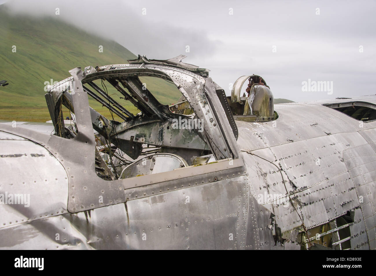 Eins von nur zwei bekannten verbleibenden b-24 Wracks auf Atka Island, Aleuten, Alaska. Es war creash am 9 Dez 1942 gelandet, ohne Verlust der Besatzung. Stockfoto