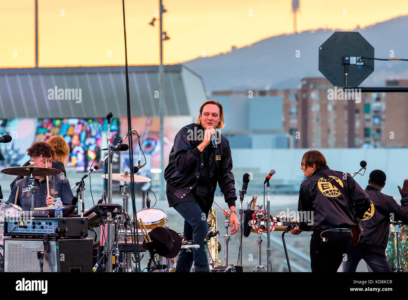 BARCELONA-JUN 1: Arcade Fire (Musik Band) im Konzert an Primavera Sound Festival 2017 durchführen und am 1. Juni 2017 in Barcelona, Spanien. Stockfoto