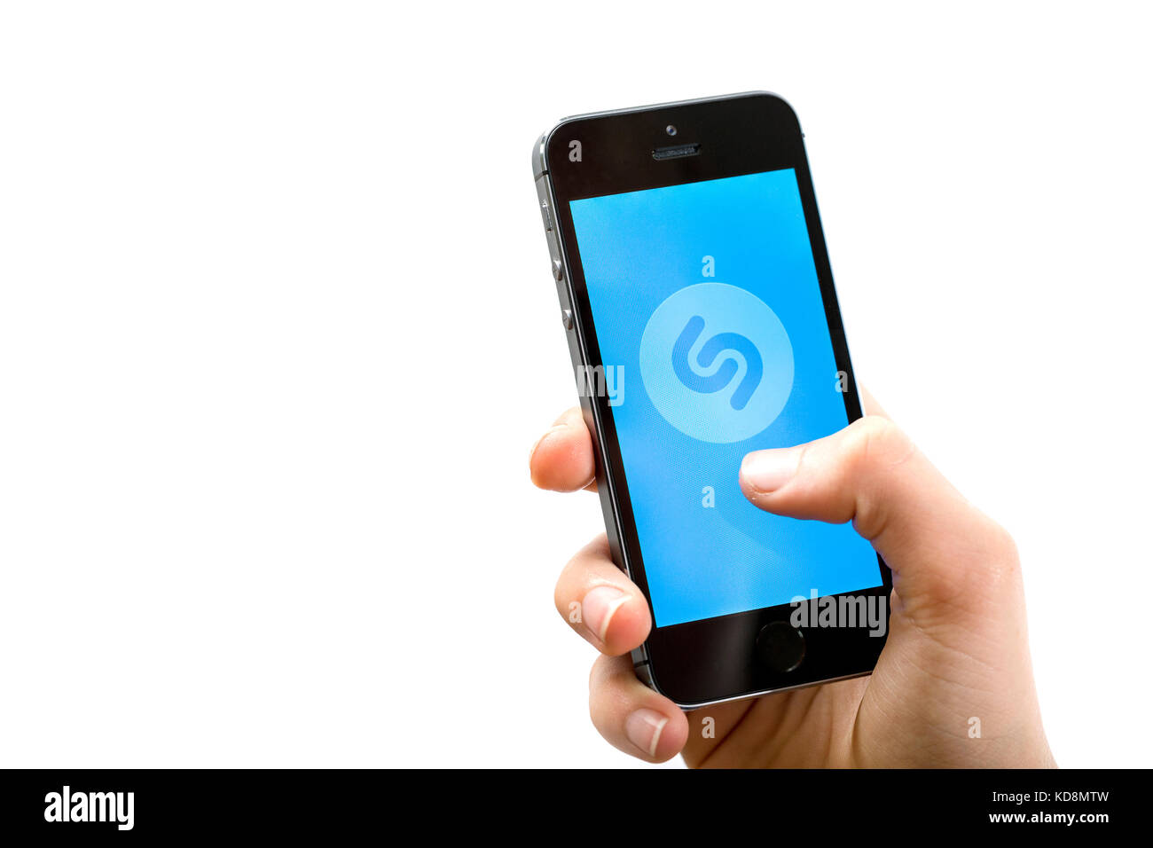 Shazam App auf einem Mobiltelefon Stockfoto