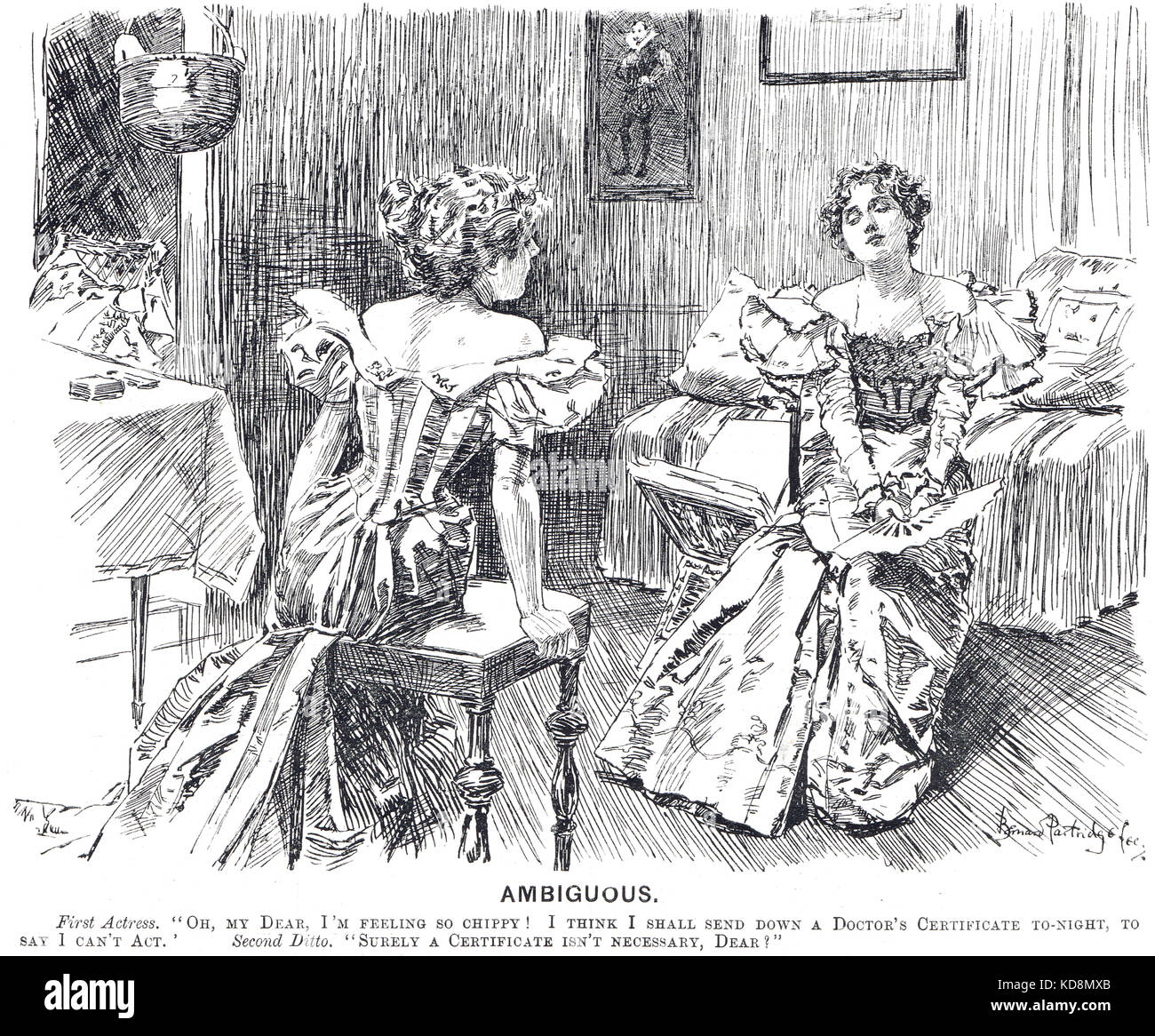 Catty Victorian Schauspielerin Remark, Punch Cartoon von 1897 Stockfoto