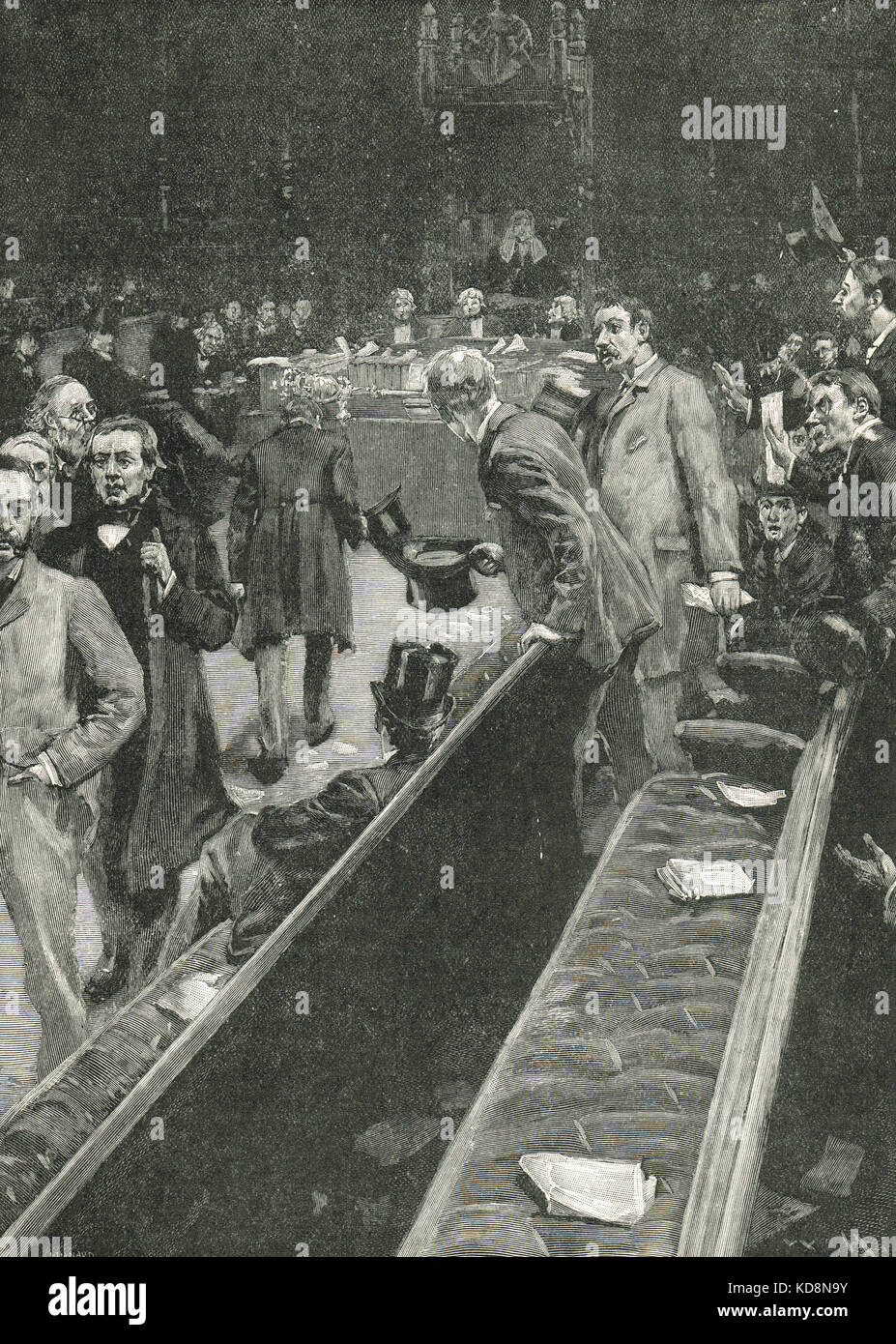 Die Lautsprecher Coup d'etat, Rücktritt des Irischen home Lineale aus dem Unterhaus, Februar 1881 Stockfoto