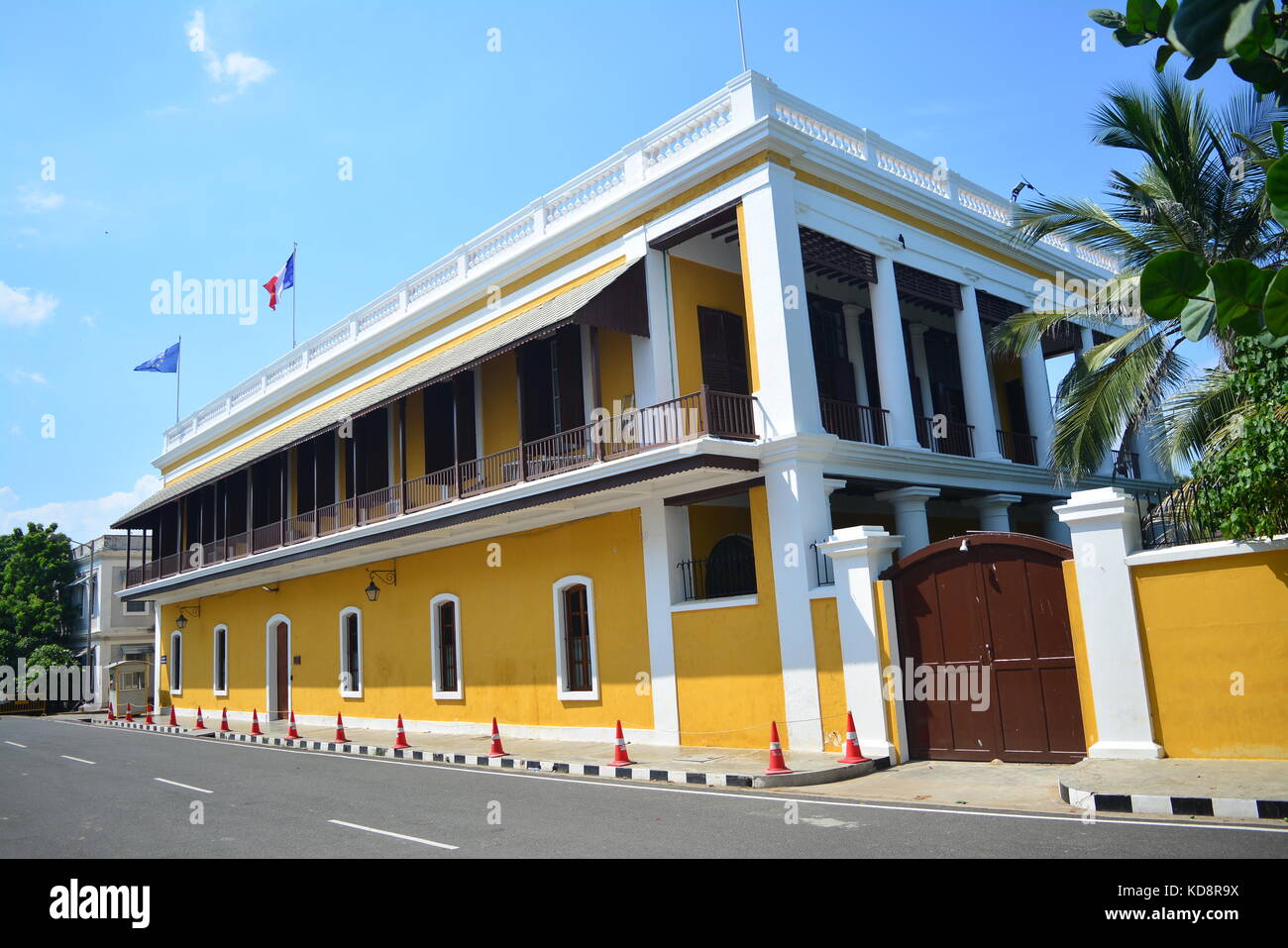Consulat général de France à Pondicherry ist ein französisches Konsulat in Pondicherry/Puducherry in Tamil Nadu, Indien. Stockfoto
