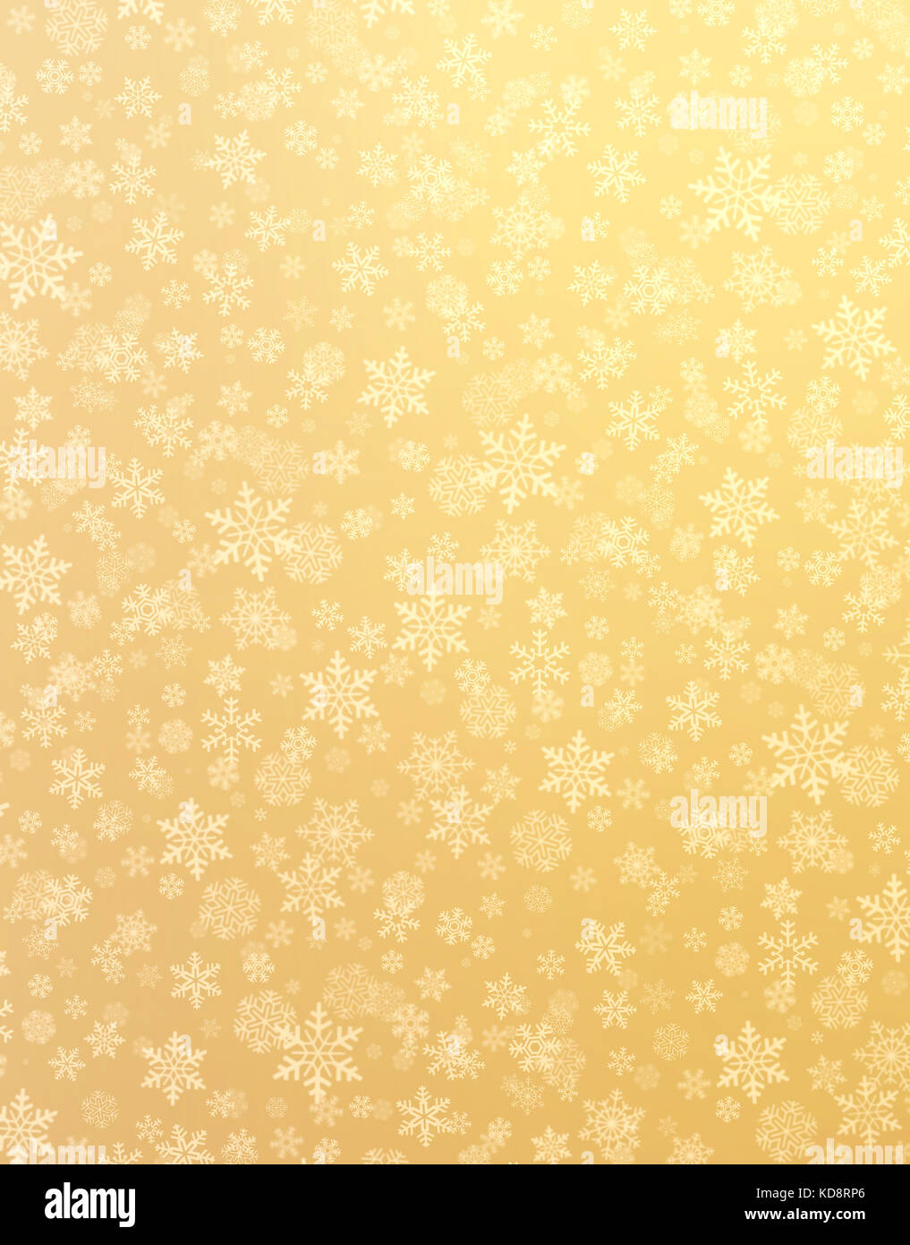 Schneeflocke Formen auf ein glänzendes Gold Hintergrund Stockfoto