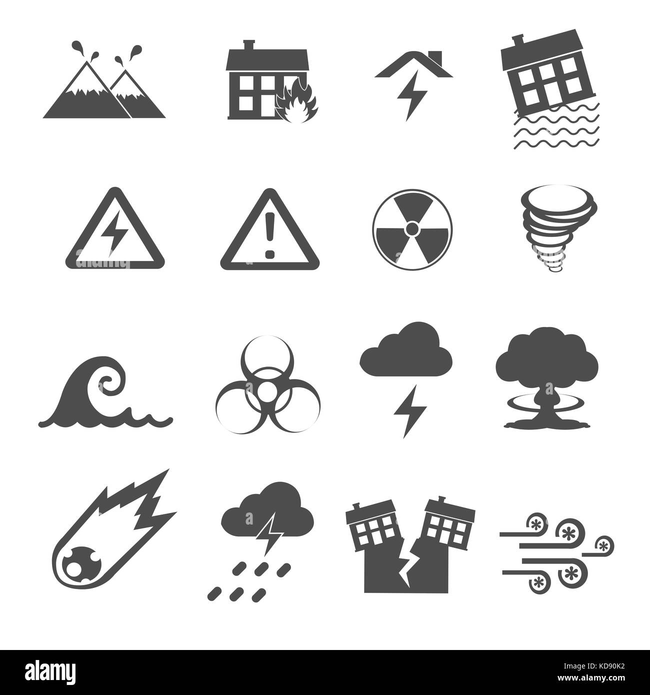 Disaster Icons Set Vector Stockfoto
