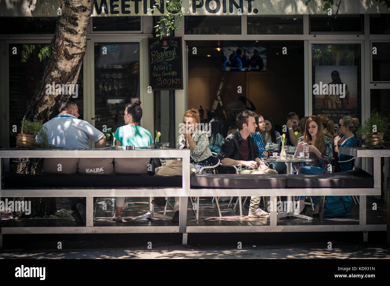 Cafe in Sarajevo. Mai 2015. Stockfoto