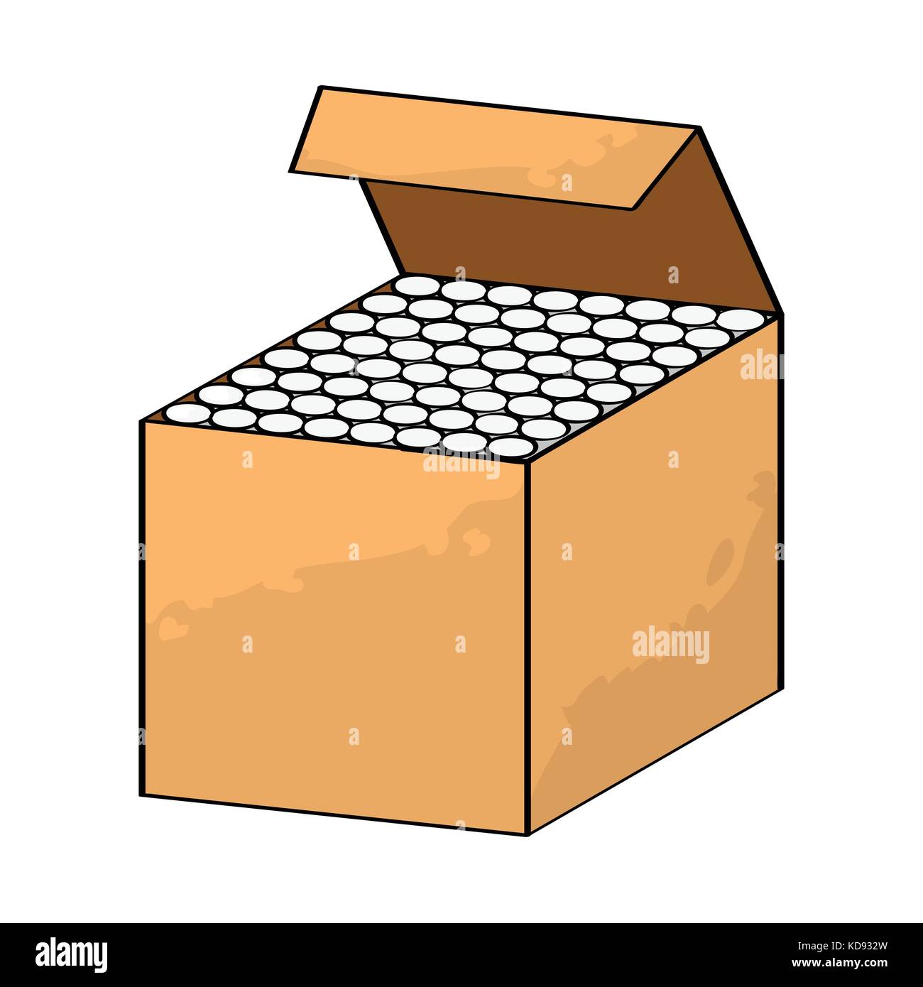 Isolierte Chalk in Open Box auf weißem Hintergrund - Vector Illustration. Stock Vektor