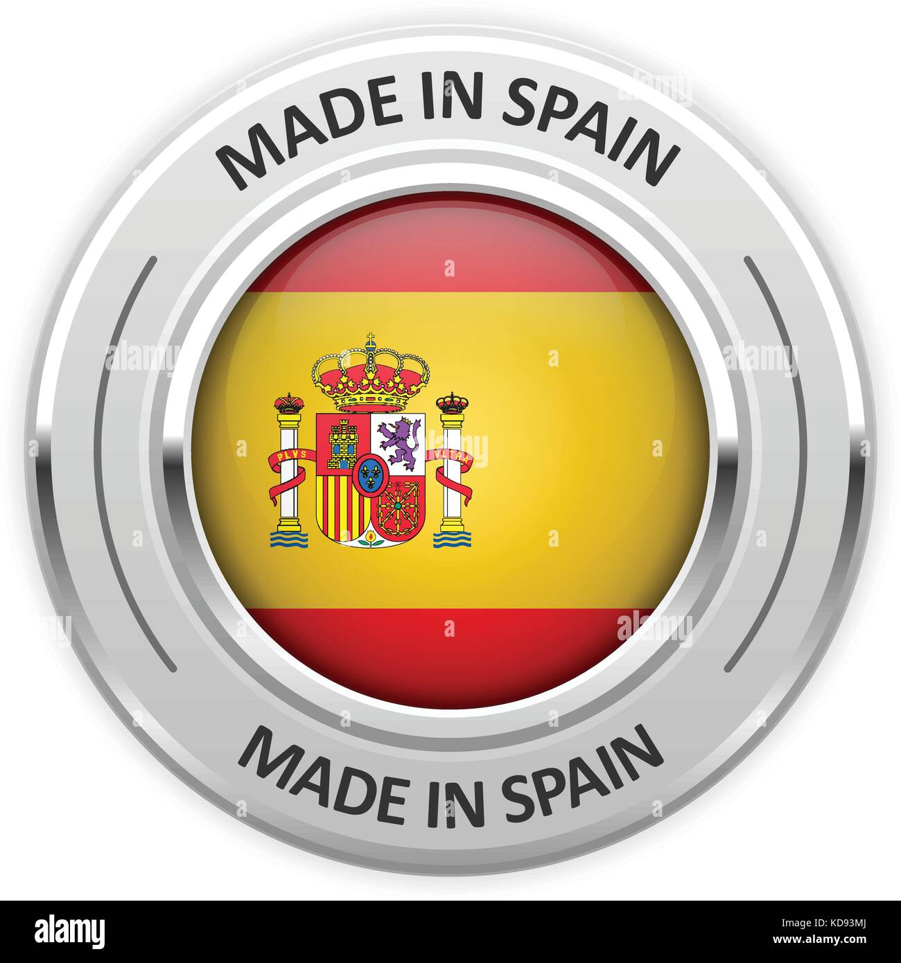 Silbermedaille in Spanien mit Flagge gemacht Stock Vektor