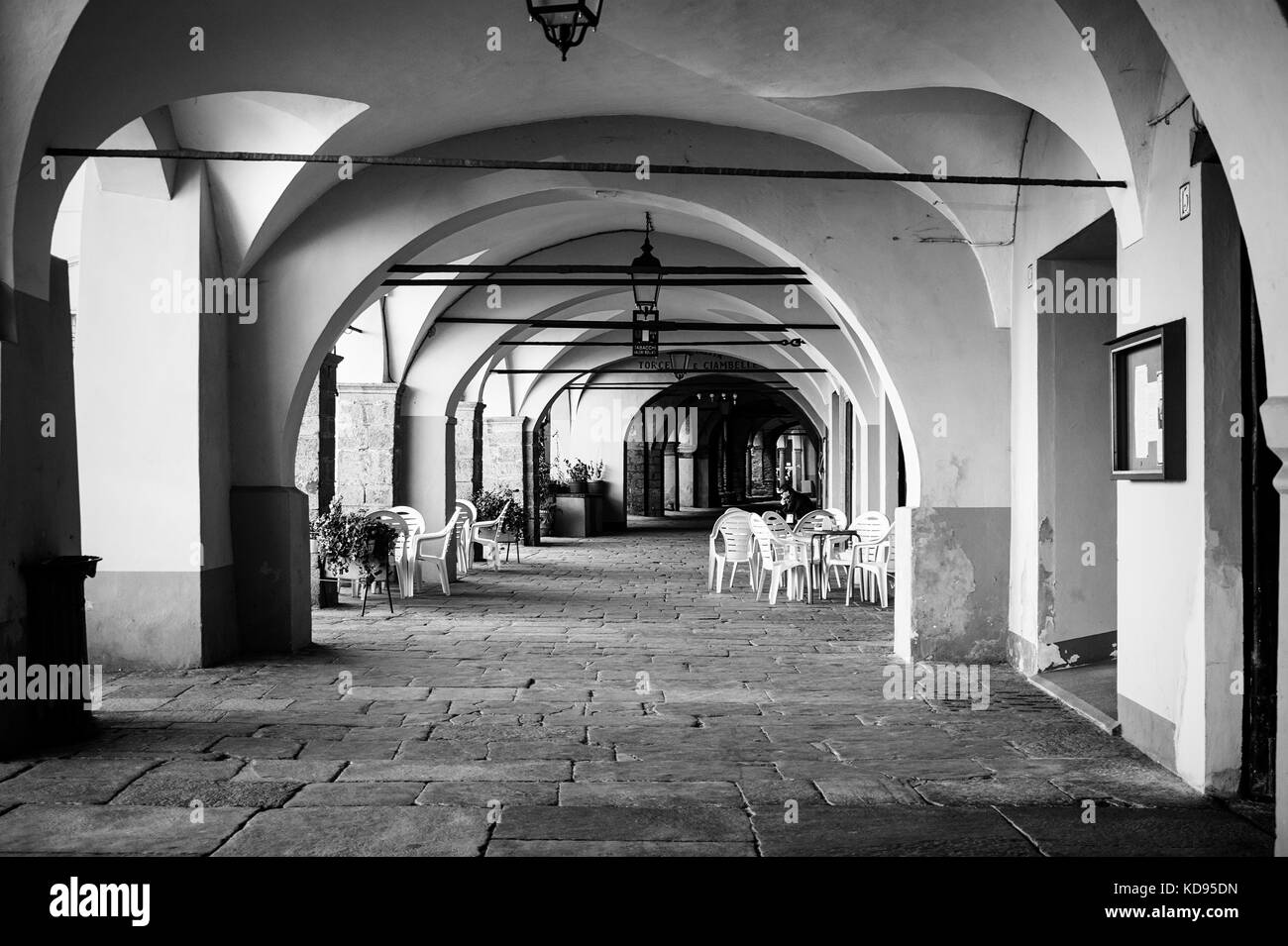 Die wunderbare Architektur der 1800 im alten Dorf Piazzo in Biella. Stockfoto