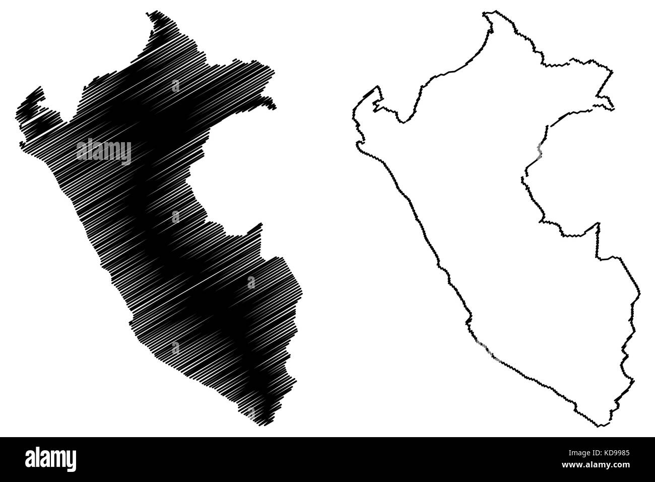 Peru karte Vektor-illustration, kritzeln Skizze Peru Stock Vektor