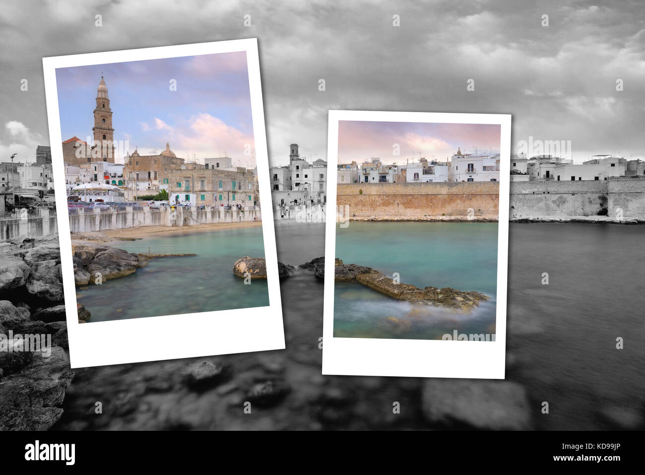 Panoramablick von Monopoli. Apulien, Süditalien. Meer im Sommer. Italienische Resort. Stockfoto