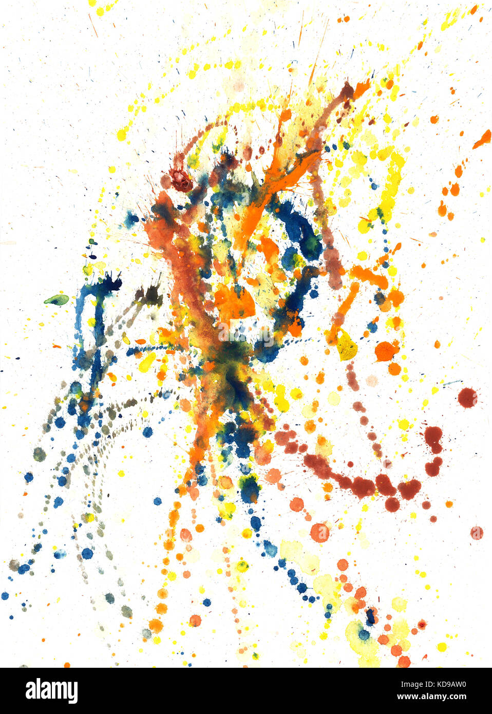 Splatters, Splinter, Flecken, blots und Blobs von Farbe Stockfoto