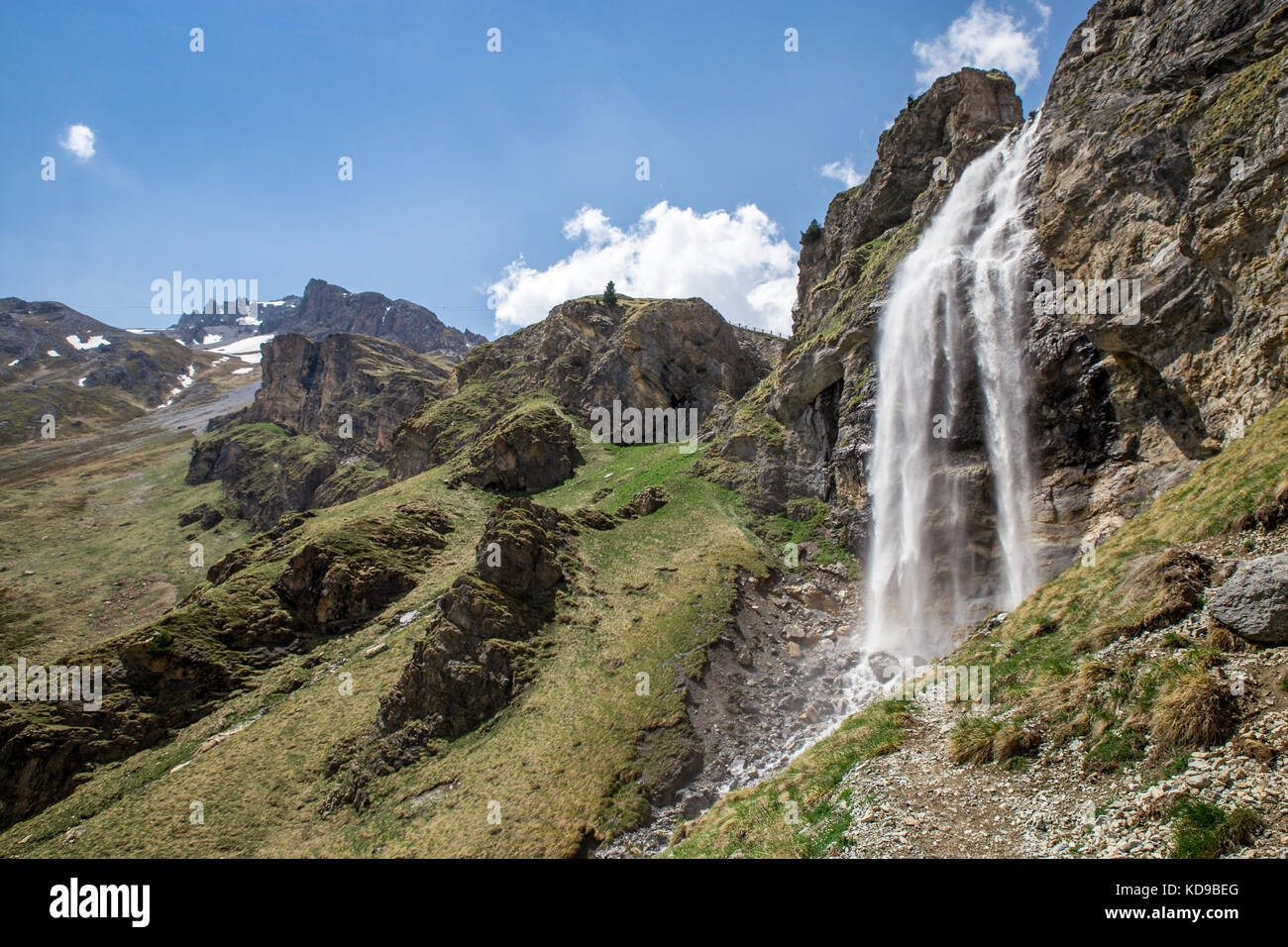 Wasserfall in der Nähe von sesvenna Hütte in den Alpen, Südtirol, Italien, Europa Stockfoto