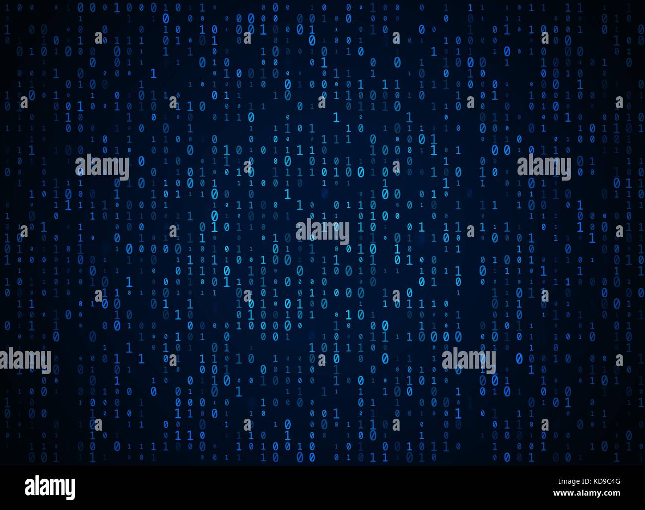 Vektor Binär Code dunkelblauen Hintergrund. grosse Daten und Programmierung Hacking, tief die Entschlüsselung und Verschlüsselung, Computer streaming Zahlen 1,0. Die Codierung Stock Vektor