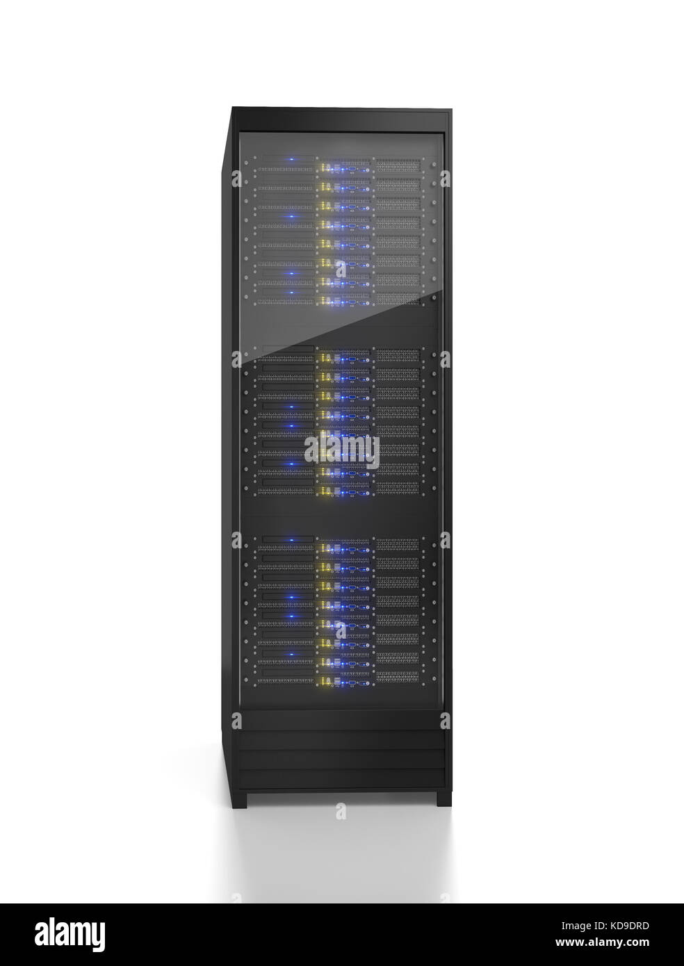 Server-Rack-Image. Isoliert auf weißem Hintergrund Stockfoto