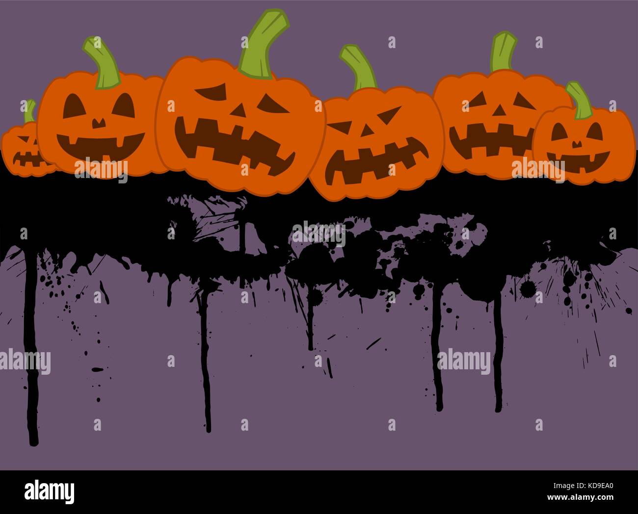 Halloween Konzept mit Gruppe von Kürbis auf einem blutigen Hintergrund, Vector Illustration Stock Vektor