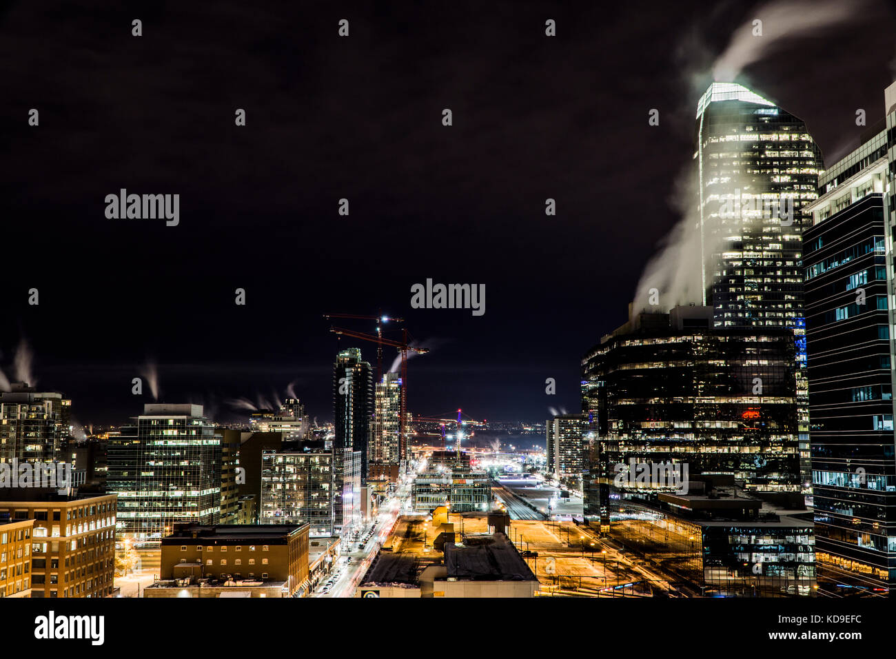 Downtown Calgary Night Skyline Stockfoto