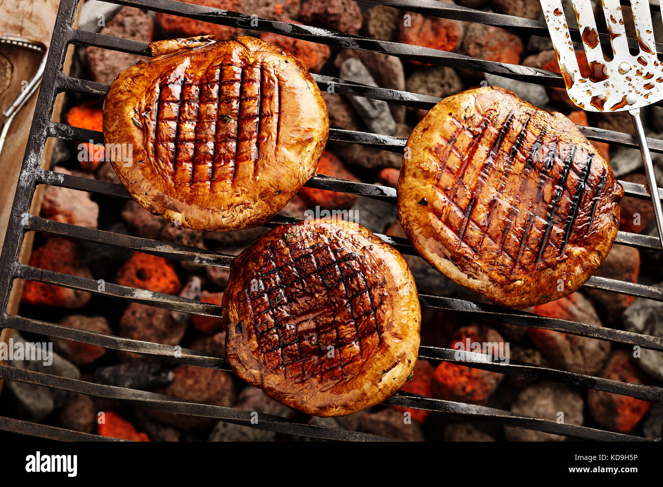Honig balsamico Pilz Steaks Stockfoto