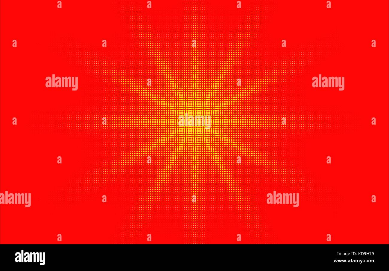 Comic rot gelb gepunkteten Hintergrund Farbverlauf halftone pop art Retro Design./-Stern oder Sonne. Stock Vektor