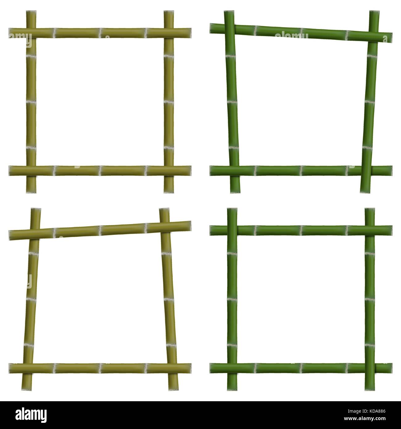 Stellen Sie leere Rahmen von grünem Bambus Halme auf weißem Hintergrund, Vector Illustration. Stock Vektor