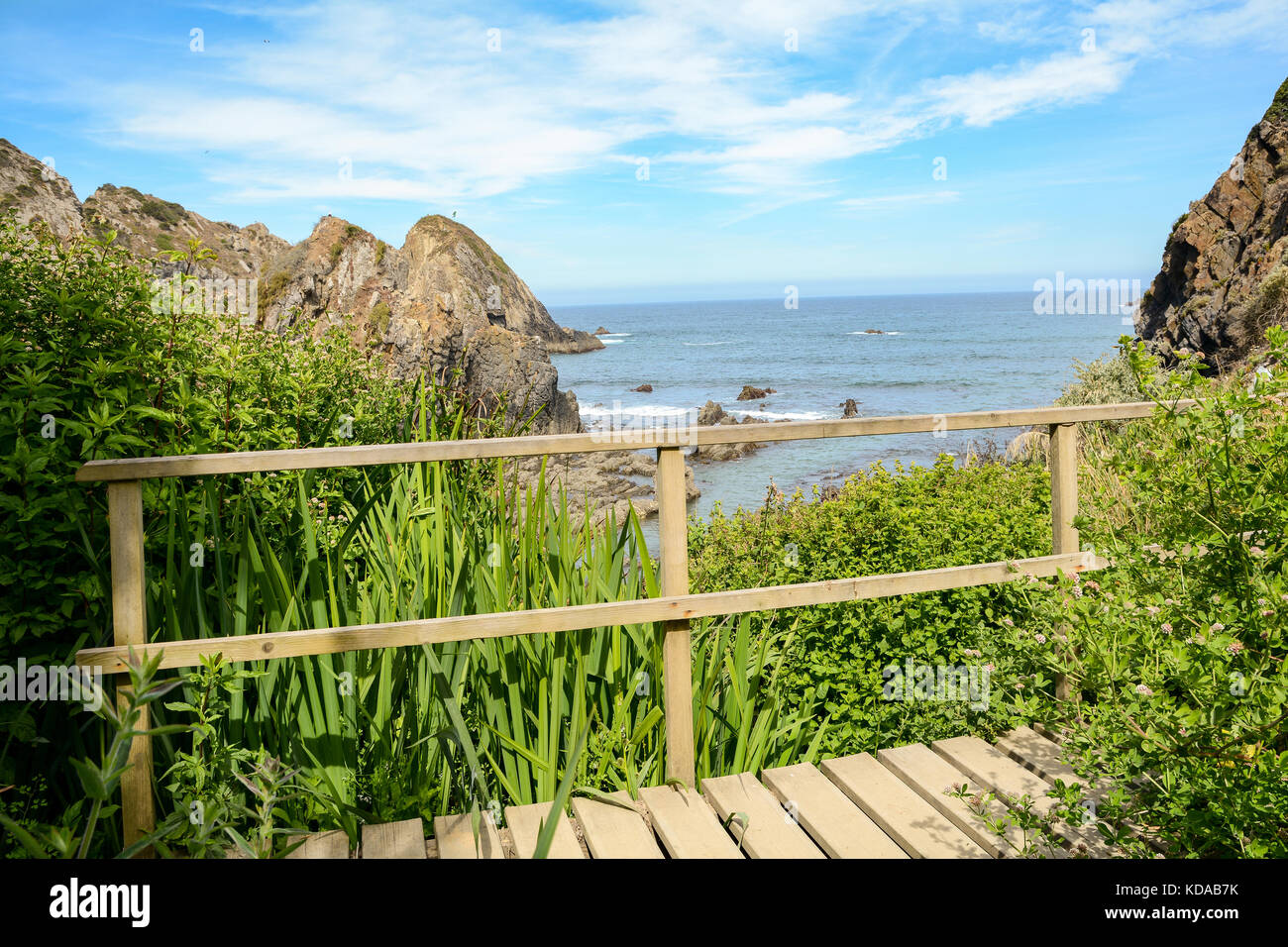 Wanderweg Rota Vicentina von Odeceixe bis Zambujeira do Mar durch die Landschaft des Alentejo, Portugal Stockfoto
