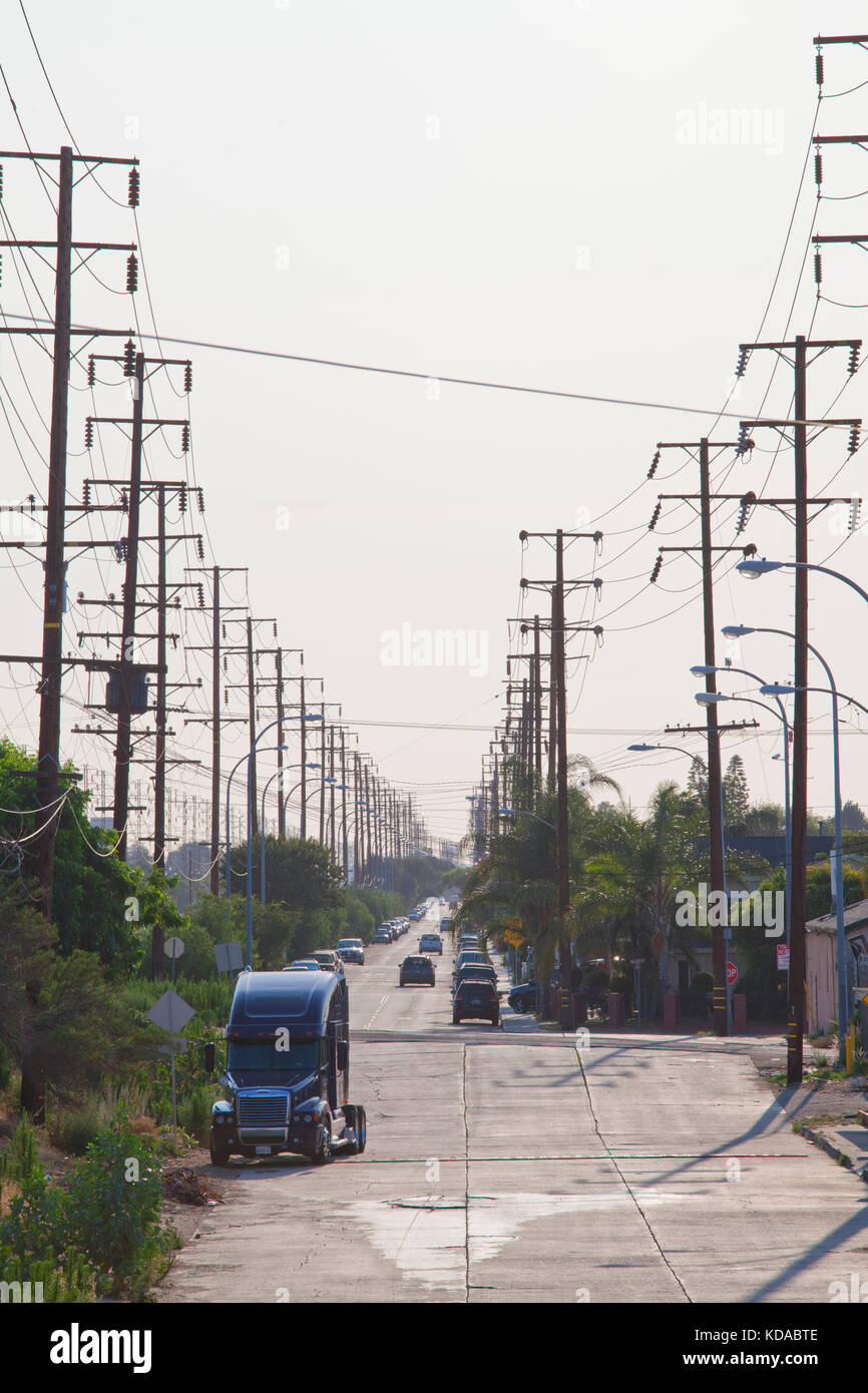 Stapler auf Randolph Street in der Nähe des Los Angeles River, Bell geparkt, Los Angeles County, Kalifornien, USA Stockfoto