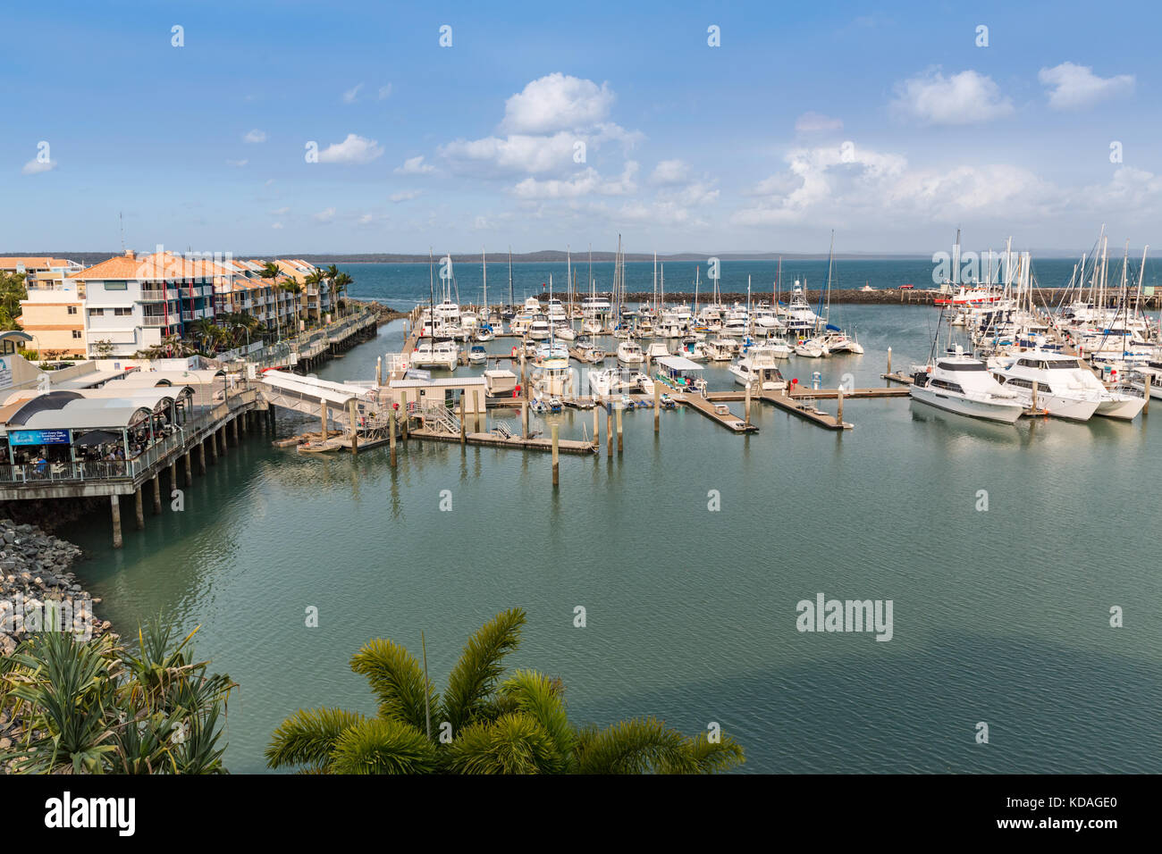 Luxus Boote auch für Whale watching Tourismus verwendet in der Hervey Bay Marina, Queensland, Australien günstig Stockfoto
