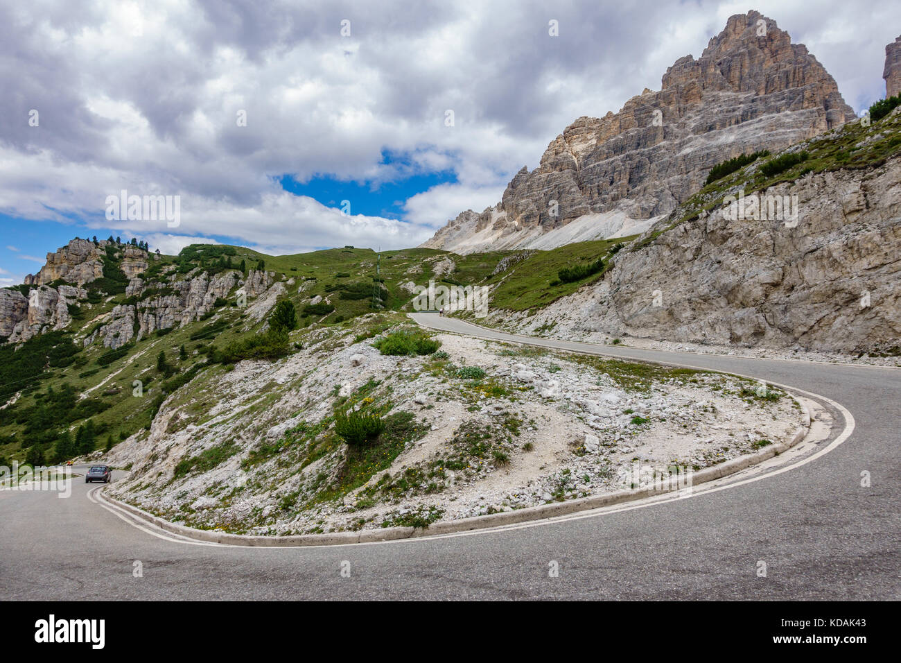 3 Cime di Lavaredo u-förmige Kurve Stockfoto