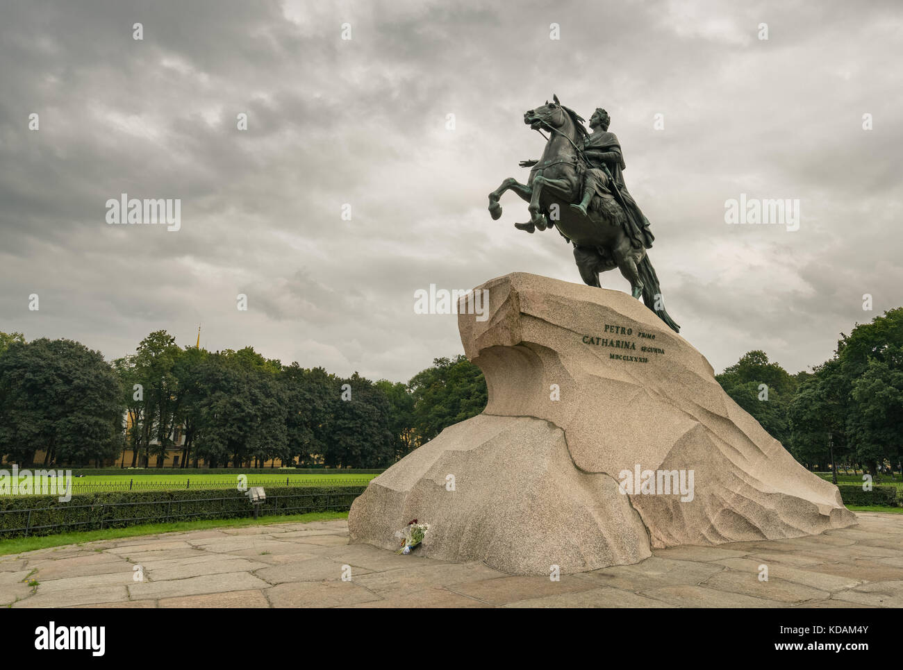 Der Bronzene Reiter Statue von Peter dem Großen Stockfoto