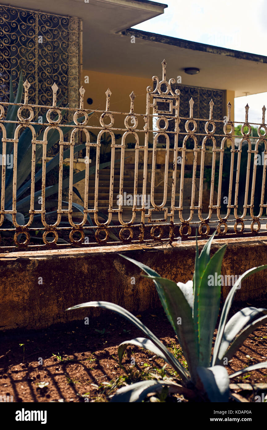 Altes haus Fassade am Paseo de Montejo Avenue in Merida, Yucatan, Mexiko Stockfoto