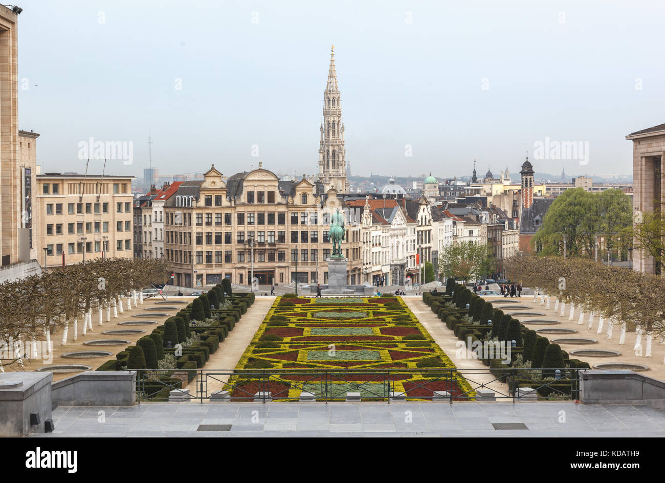 Der Blick auf den Mont des arts Garten und Brüssel, Belgien Stockfoto