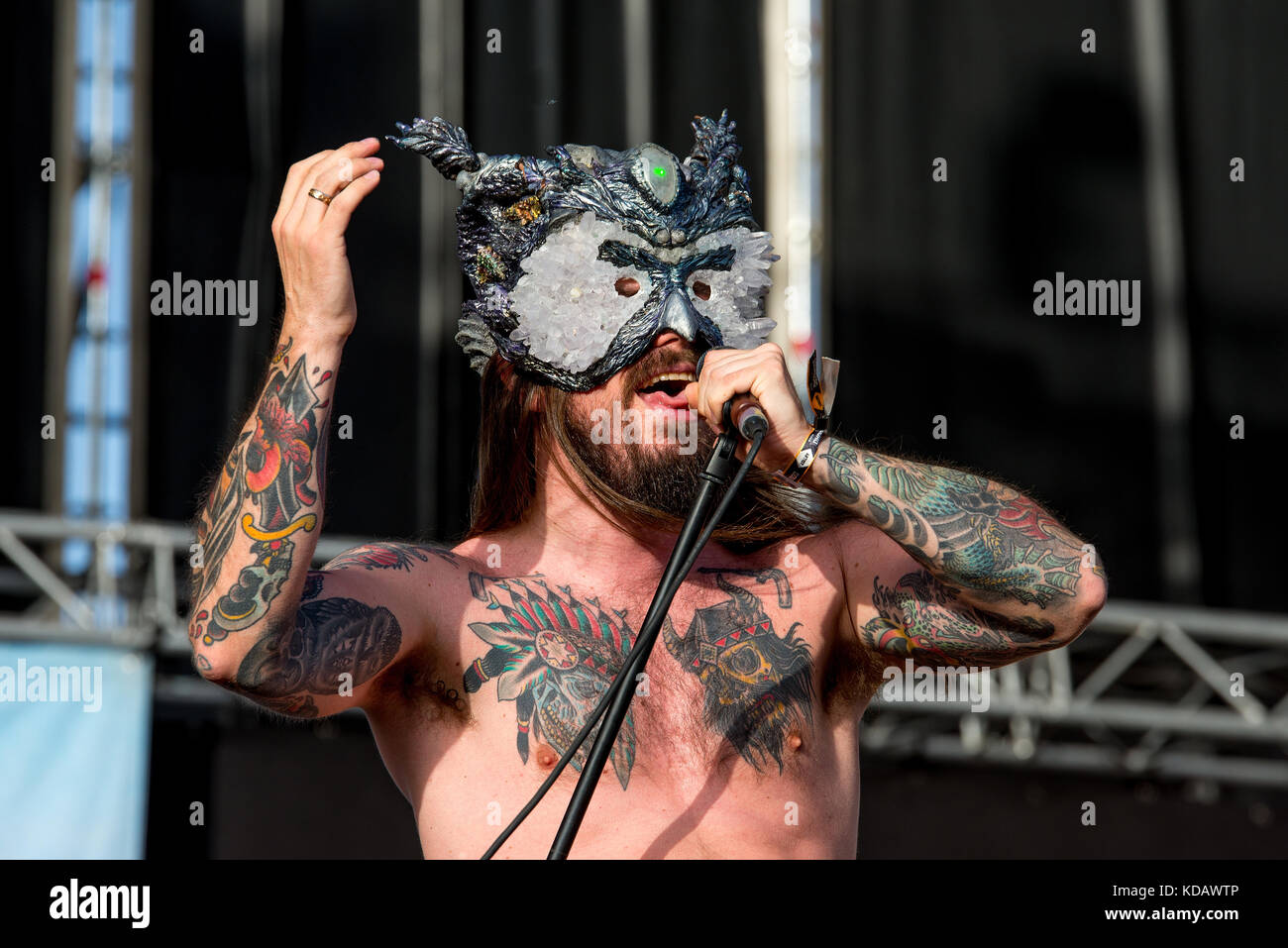 MADRID - 24.Juni: Kvelertak (Heavy Metal Band) im Konzert an Download (Heavy Metal Musik Festival) am 24. Juni 2017 in Madrid, Spanien. Stockfoto