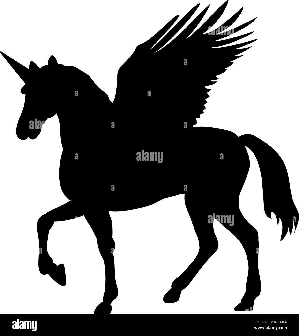 Pegasus Einhorn silhouette Mythologie Symbol fantasy Märchen. Vector