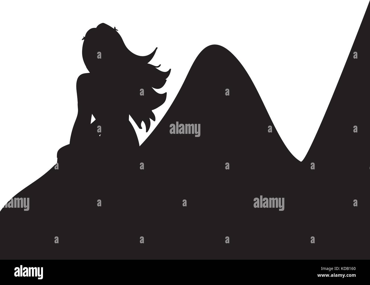 Oread Berg Nymphe Silhouette der antiken Mythologie Fantasy. Vector Illustration. Stock Vektor