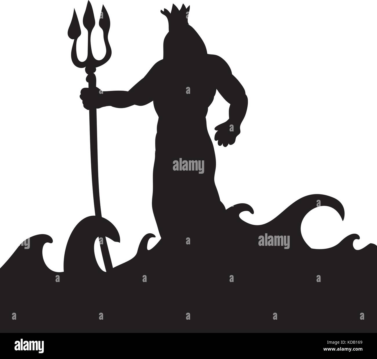 Poseidon Gott Silhouette der antiken Mythologie Fantasy. Vector Illustration. Stock Vektor