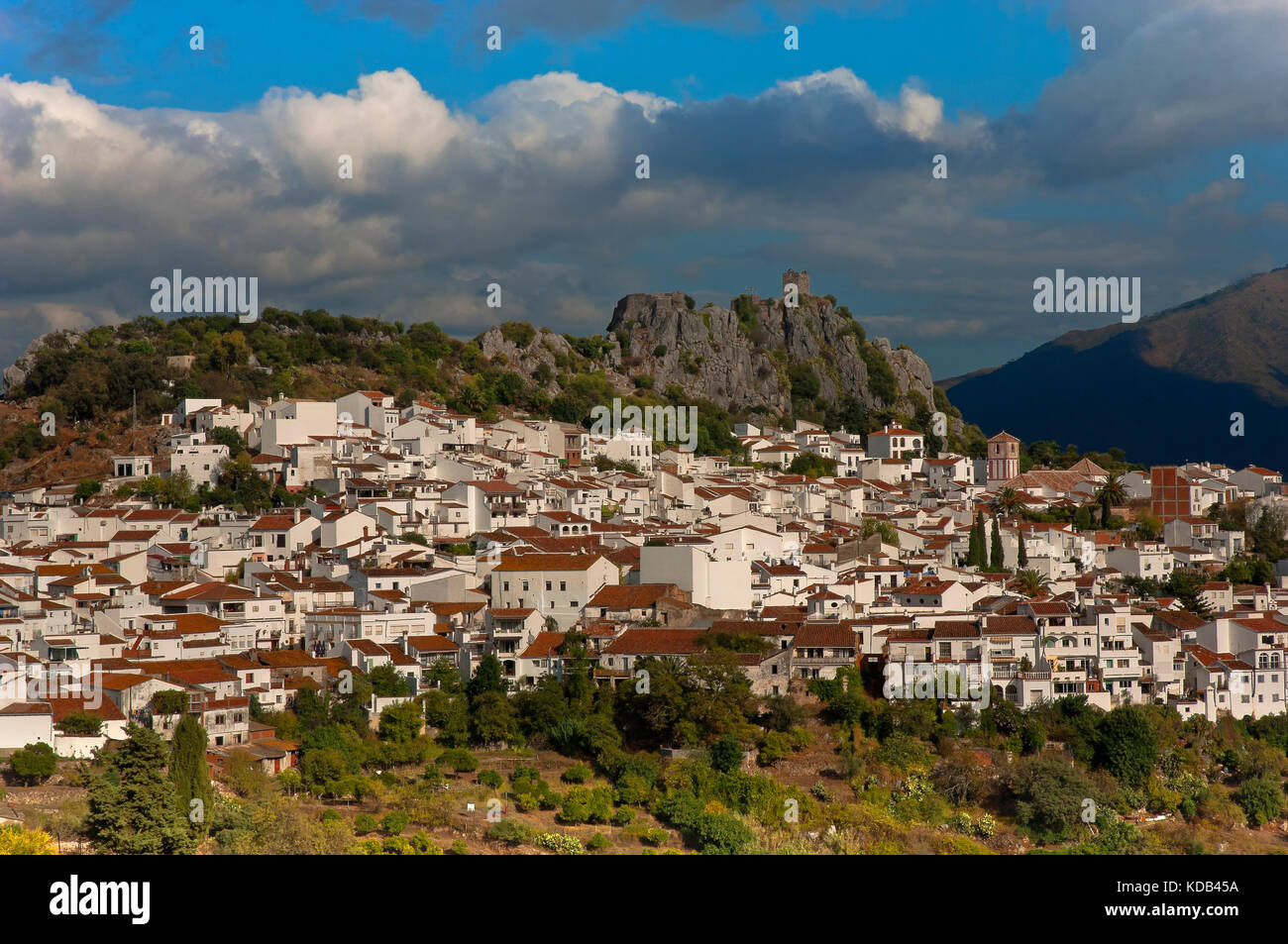 Panoramaaussicht, gaucin, Provinz Malaga, Andalusien, Spanien, Europa Stockfoto