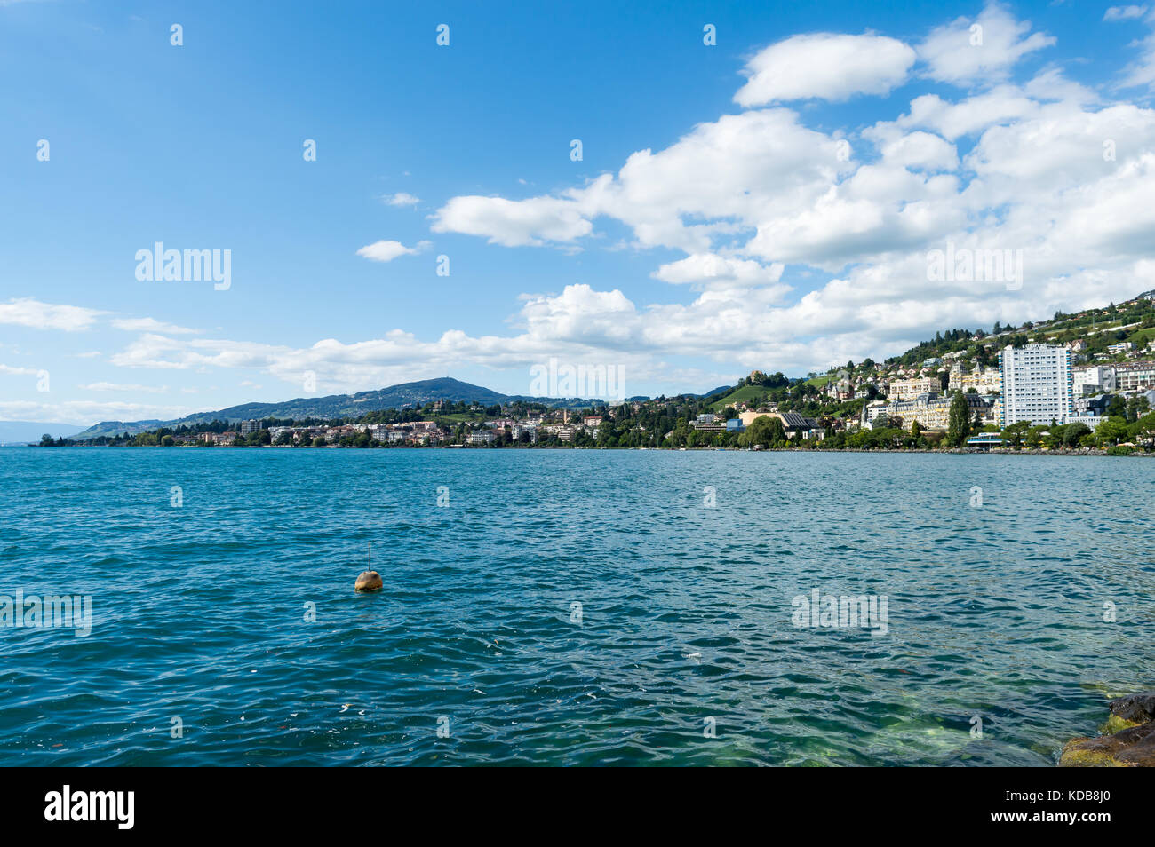 Eine Ansicht von Montreux am Ufer des Lac Léman in der Schweiz. Stockfoto