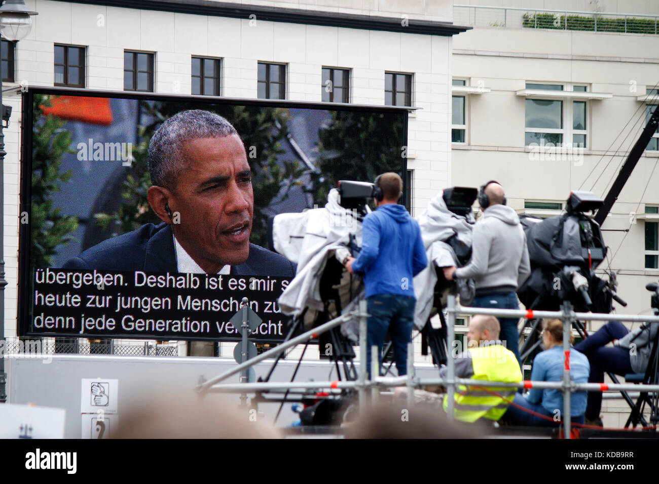 Spring 2006: Barack Obama - Evangelischen Kirchentag, Platz des 13. Maerz, 25. Mai 2017, Berlin. Stockfoto