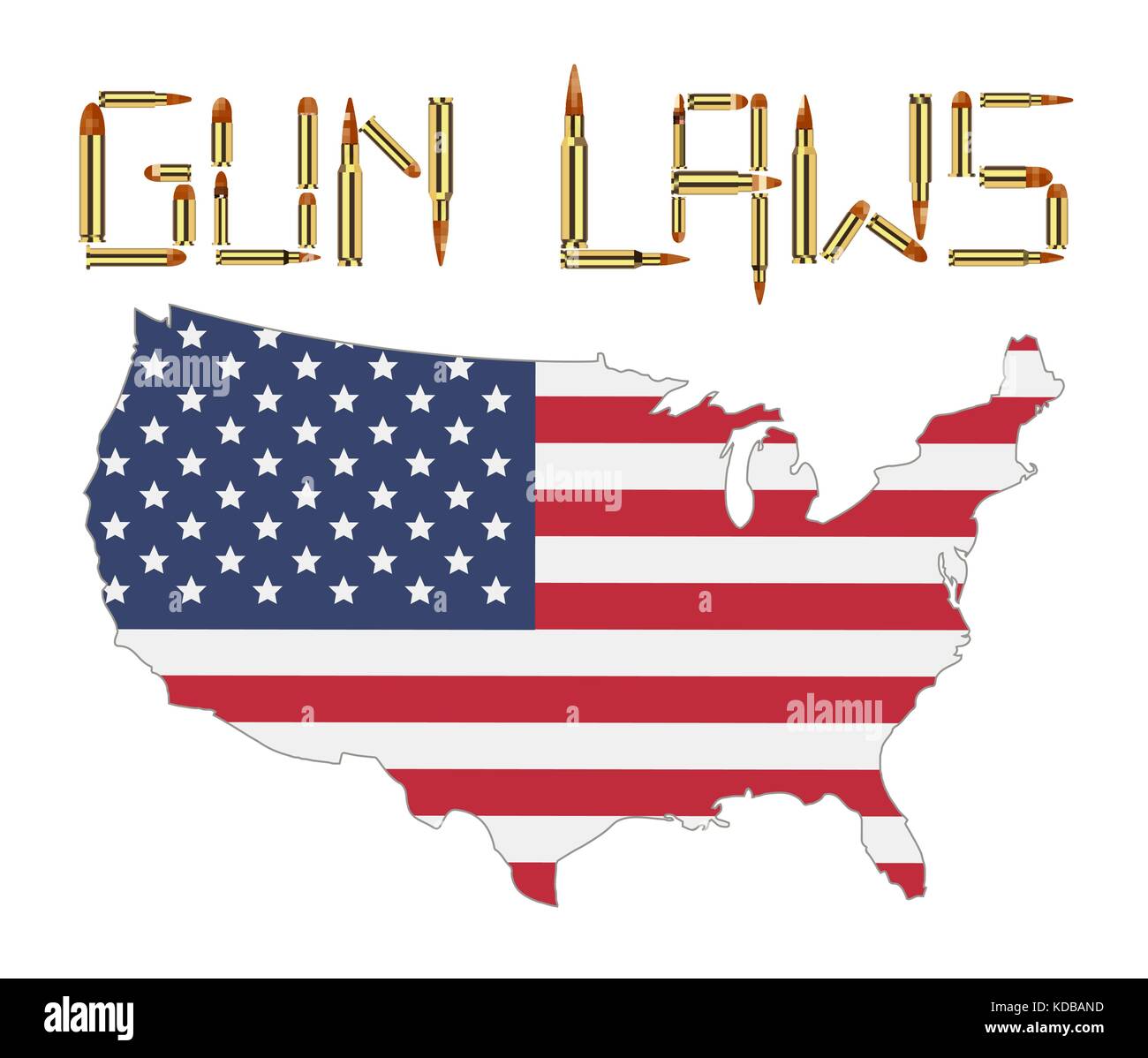 Bullet gun control Gesetze mit Amerika Flagge Stock Vektor