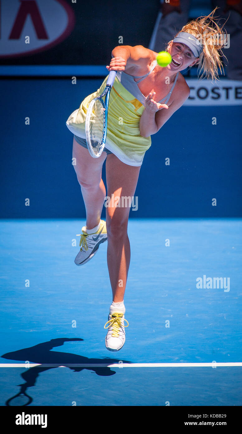 Maria Sharapova spielt bei den 2013 Australian Open - ein Grand Slam Turnier, das Turnier ist die Auftaktveranstaltung für das Tennis Kalender jährlich. Stockfoto