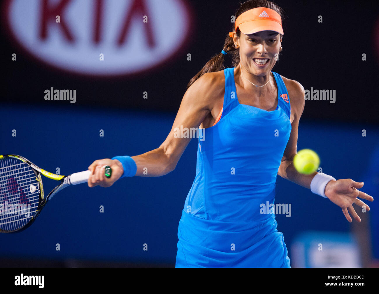 Ana Ivanovic konkurriert bei den Australian Open die Australian Open - ein Grand Slam Turnier - ist die Auftaktveranstaltung für das Tennis Kalender jährlich. Stockfoto