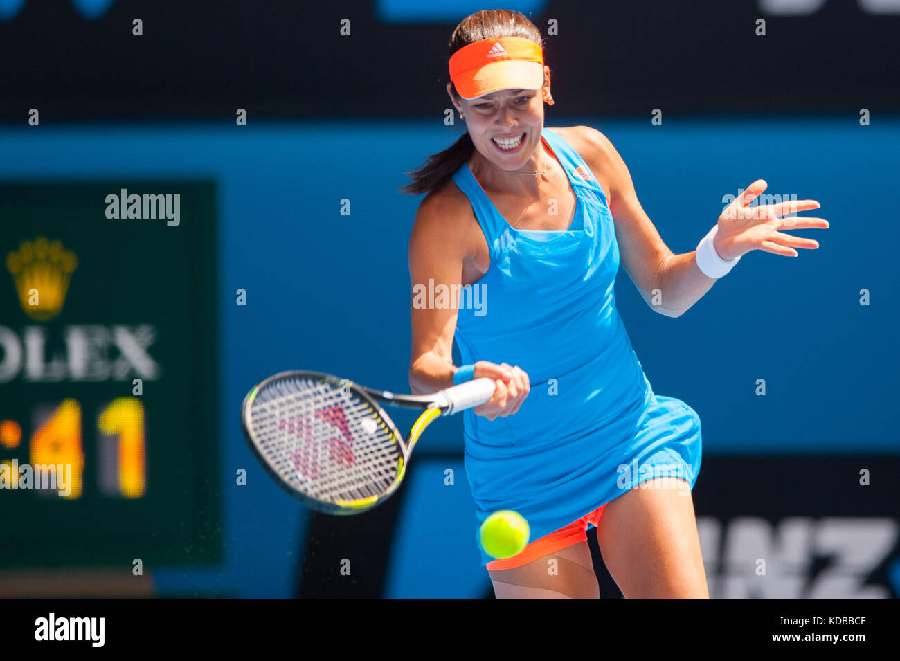Ana Ivanovic konkurriert bei den Australian Open die Australian Open - ein Grand Slam Turnier - ist die Auftaktveranstaltung für das Tennis Kalender jährlich. Stockfoto