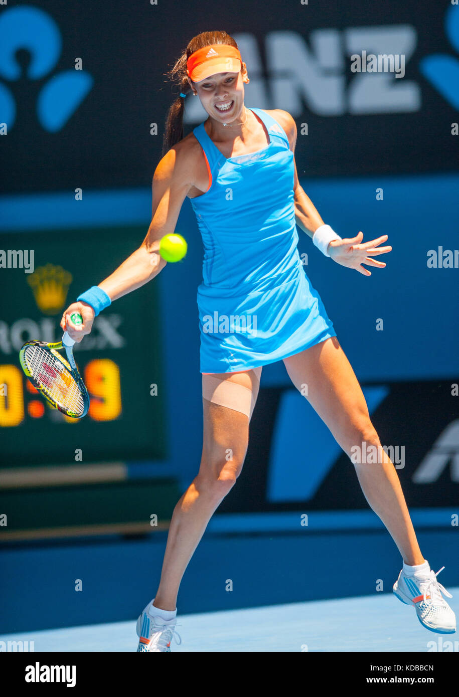 Ana Ivanovic konkurriert bei den Australian Open die Australian Open - ein Grand Slam Turnier - ist die Auftaktveranstaltung für das Tennis Kalender jährlich. Stockfoto
