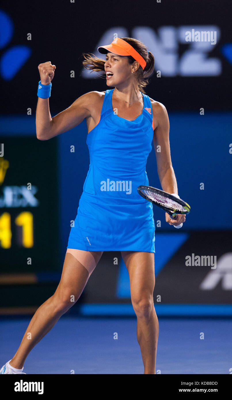 Ana Ivanovic konkurriert bei den Australian Open die Australian Open - ein Grand Slam Turnier - ist die Auftaktveranstaltung für das Tennis Kalender jährlich. Stockfoto