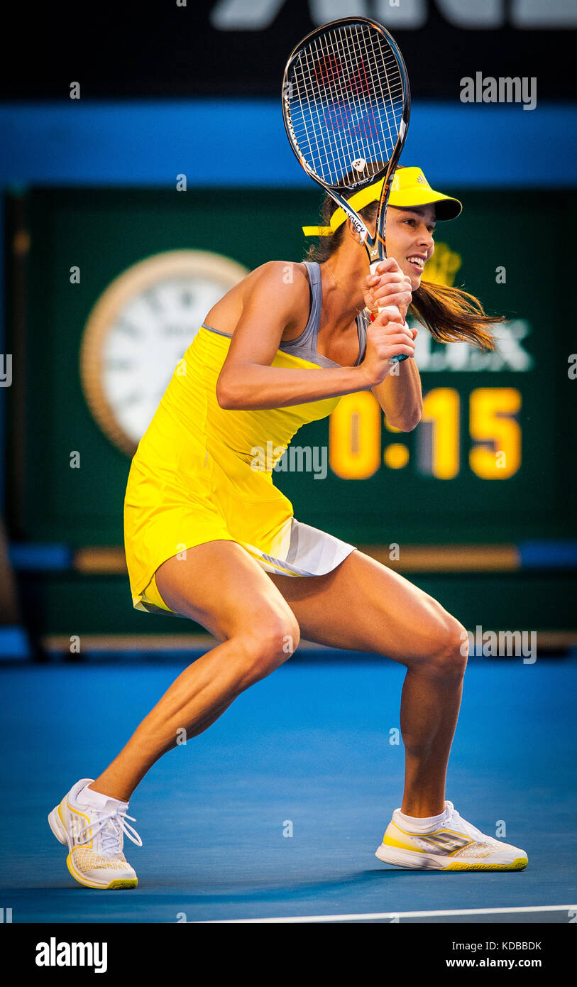 Ana Ivanovic konkurriert bei den Australian Open die Australian Open - ein Grand Slam Turnier - ist die Auftaktveranstaltung für das Tennis Kalender jährlich. Stockfoto